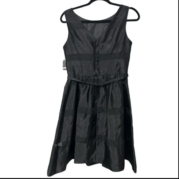 NWT Taylor Sleeveless Organza Little Black Cocktail Dress Sz 6 - Picture 9 of 13